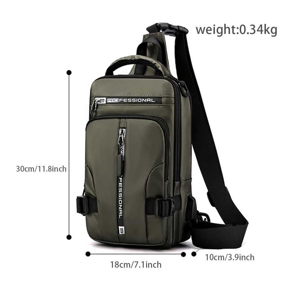 Men Nylon Crossbody Bag with USB Charging Port Multifunction Outdoor Travel Waterproof Daypack Male Casual Messenger Bags