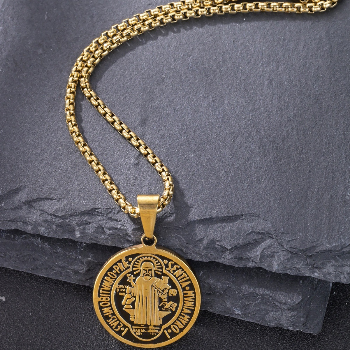 Luxury Jewelry Designer Jewelry European And American Fashion Cross-border Religious Stainless Steel Pendant Necklace 60cm Jewelry Catholic Jesus Chri