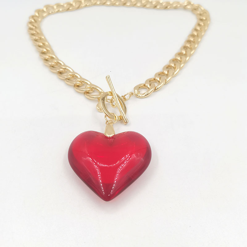 Luxury Jewelry Designer Jewelry Factory Custom Glass Heart Pendant Valentine's Day Necklace Unique Romantic Fashion Versatile Handmade Jewelry