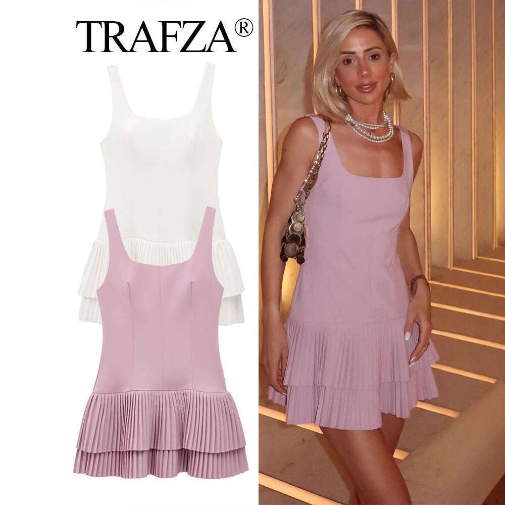 TRAFZA Spring SHEIN New Women's Jumpsuit Backless Sleeveless Slim Mini Dress B5
