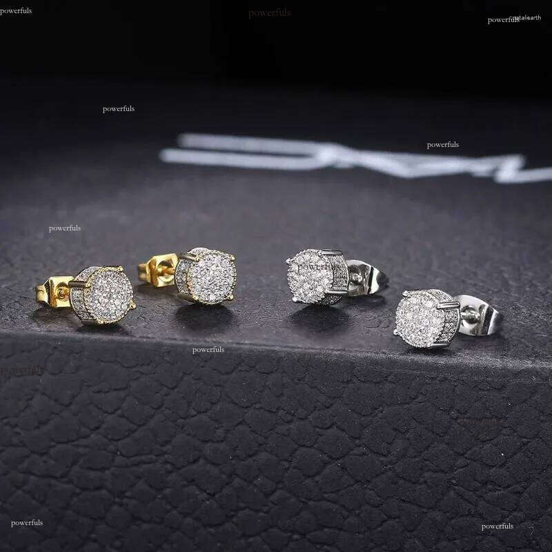Stud Earrings Retro For Men Gold Color Punk Jewelry Iced Out Zircon Hip Hop Ear Ring Women's Accessories Wholesale OHE003