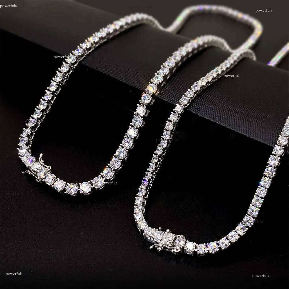 Moissanite Tennis Chain Bracelet Designer Necklace for Women Men Gold Plated 3MM 4MM 5MM 6MM W Dia Choker Hip Hop Fine Womens Necklaces Mens Jewelry C