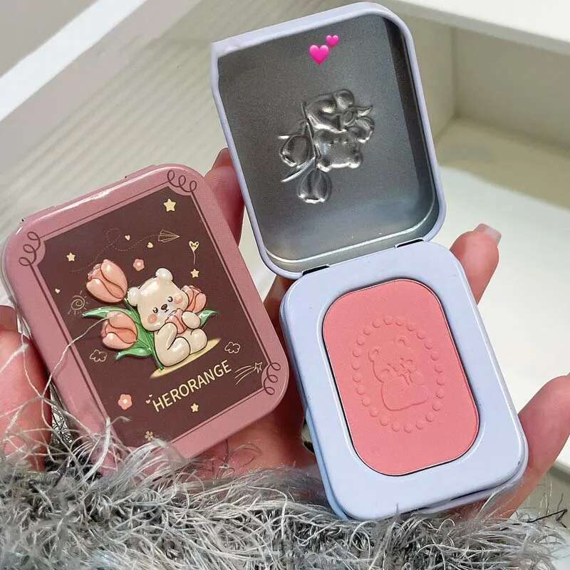 Tin Box Blusher Low Saturation Rose Brown Matte Natural Cheek Tint Brighten Waterproof Face Contouring Cosmetics Blush Powder X250715