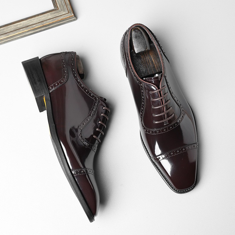 Three-joint leather shoes for men genuine leather pointed toe British style business formal wear men's shoes wedding groom shoes high-end handmad