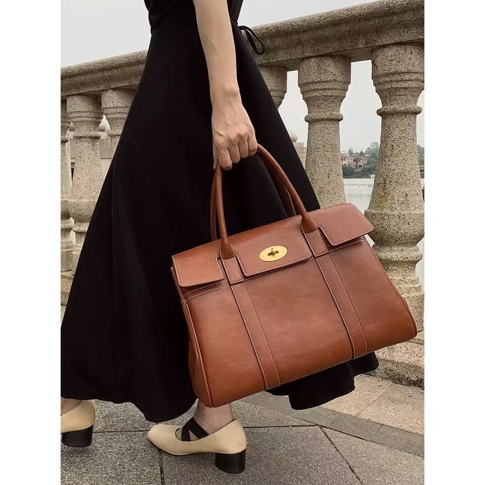 designer tote luxury mulberryhandbag New Soft Leather Tote High-End Feel Oil Wax Skin Commuter Large Capacity Handbag Single Shoulder Crossbody Bag 123