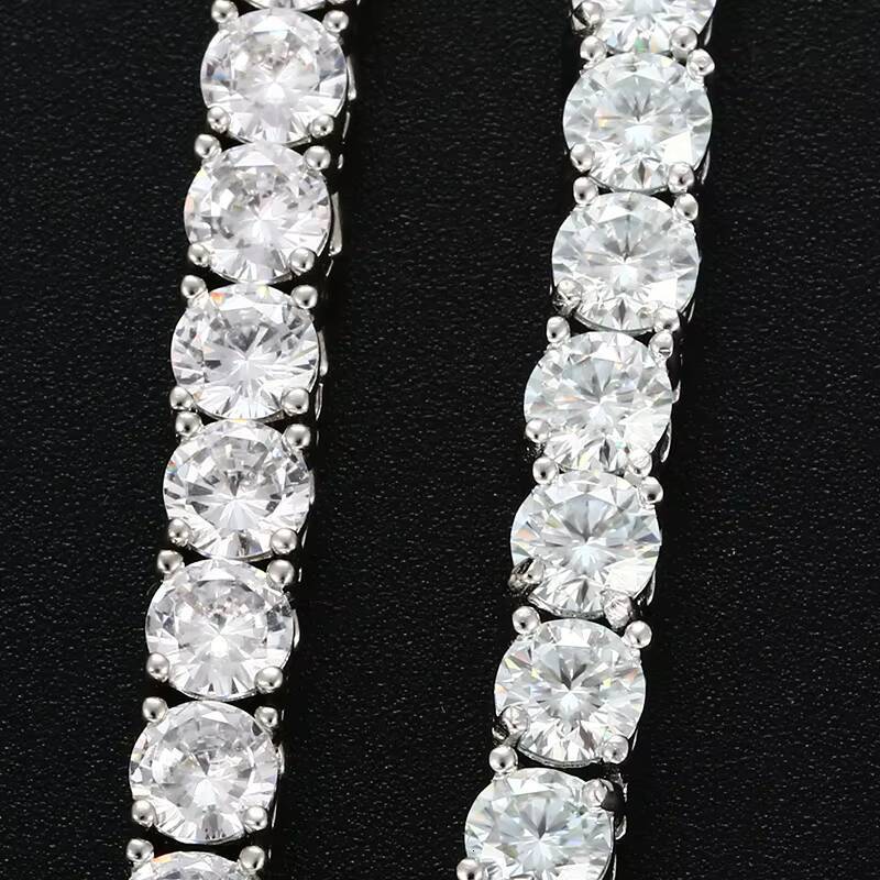 Hip Hop Style 925 Sterling Silver 4mm Diamond Vvs Moissanite Tennis Chain Necklace Jewelry