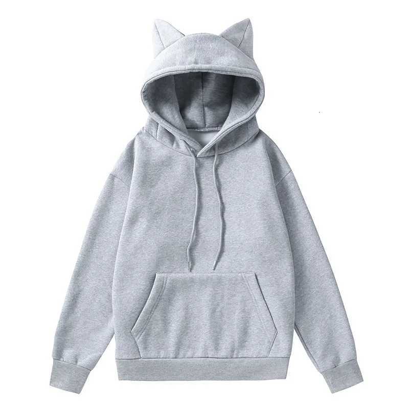 Spring and Autumn New Style Womens Cats Ears (Steamed Cat-Ear Shaped Bread) Design Hooded Fleece Sweater Fashion X2507151