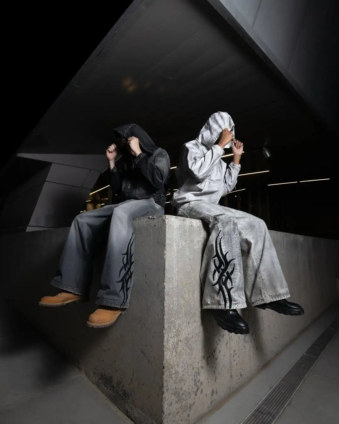 Flame Pattern Splicing Creative Three-dimensional Washing Retro Wide-leg Straight Jeans Mens Street Hip-hop Floor Pants 250714