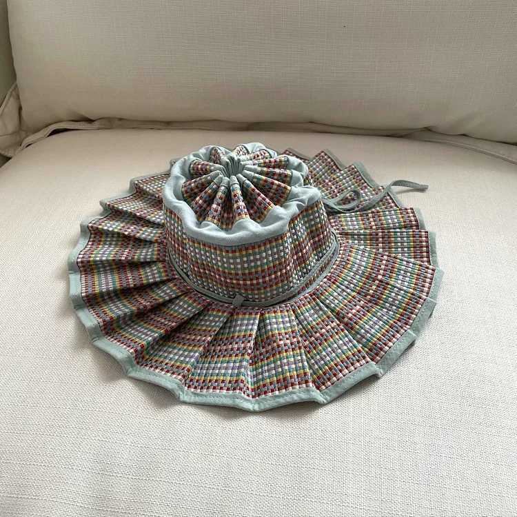 2K Parent-Child Summer Reversible Pleated Sun Hats for Women Casual Str Hat Outdoor Beach Shade Strs La Gorras Para Mujer W250715