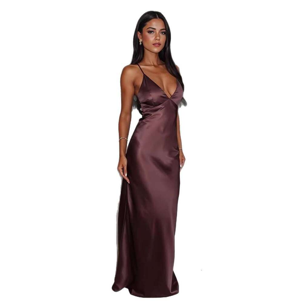 Summer New Women's V-Neck Sleeveless Elegant Waist-Cinching Fashion Dress B5