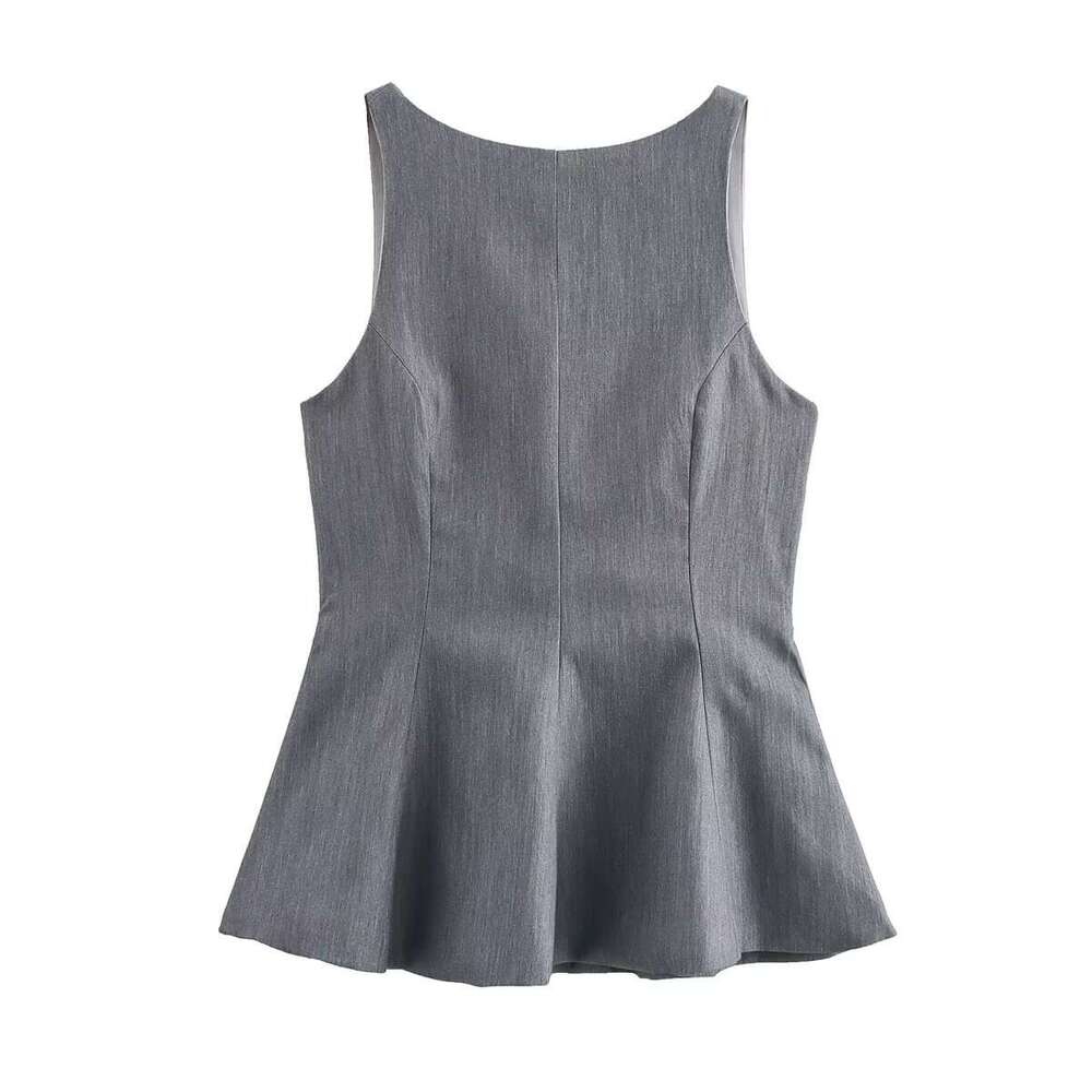TRAFZA Spring New Bow Tie Backless Tank Sleeveless Waist Cinch Hem Style Women's Top B5