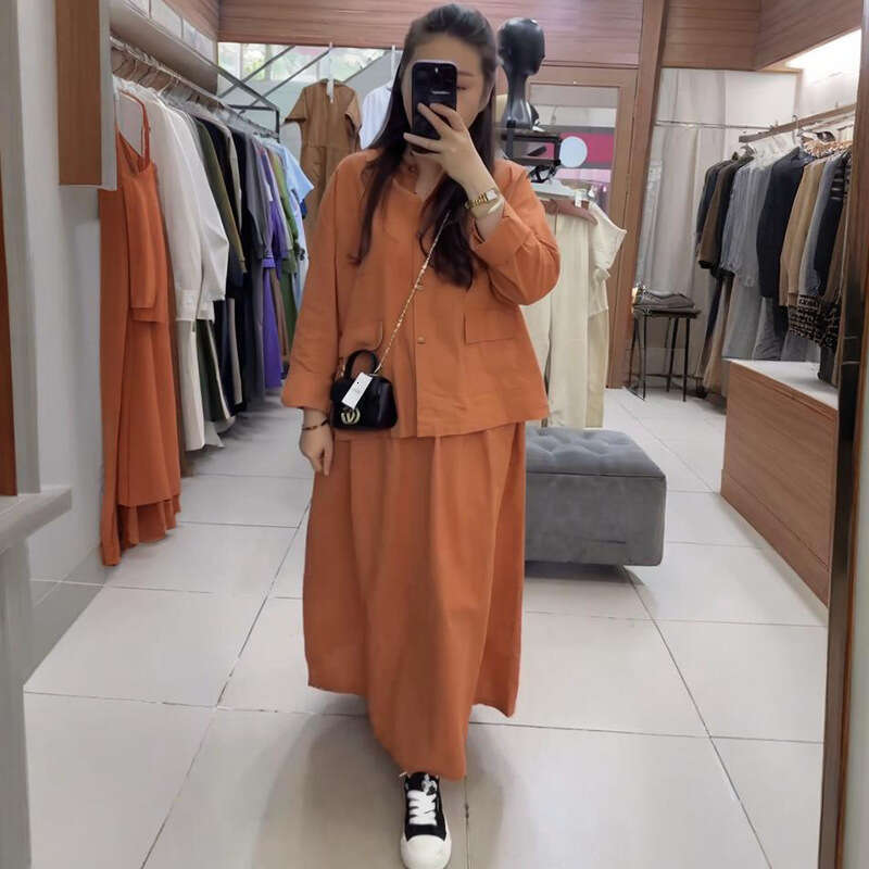 Spring New Women's Button Pocket Solid Color Half Skirt Elegant Fashion Set For Women B5