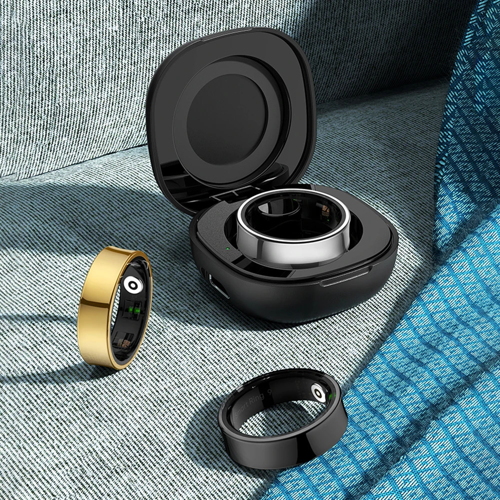 R09 Smart Ring Waterproof Body Temperature Health and Sleep Monitor Heart Rate Blood Oxygen Sleep Monitoring with Charging Case 250711