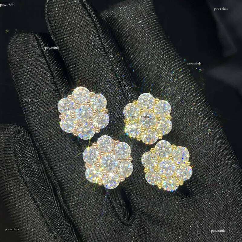 Hot Sale Dropshipping Fashion Jewelry Earrings Gold Plated Sier Vvs-Fl GRA Iced Out Screw Back Moissanite Stud Earring