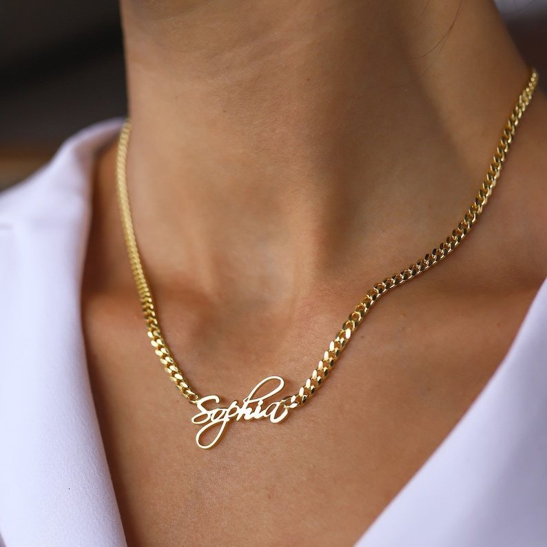 Luxury Jewelry Designer Jewelry Cross-border Hot Selling European And American Hip-hop English Name Letter Pendant Necklace Titanium Steel Chain Thick