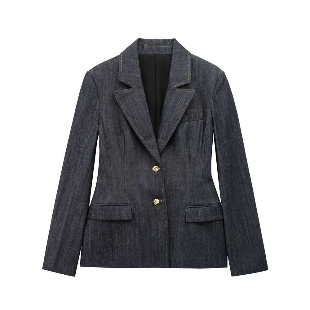 TRAFZA Women's New Denim Blazer Short Skirt Hem Bustier Long Pants Set B5