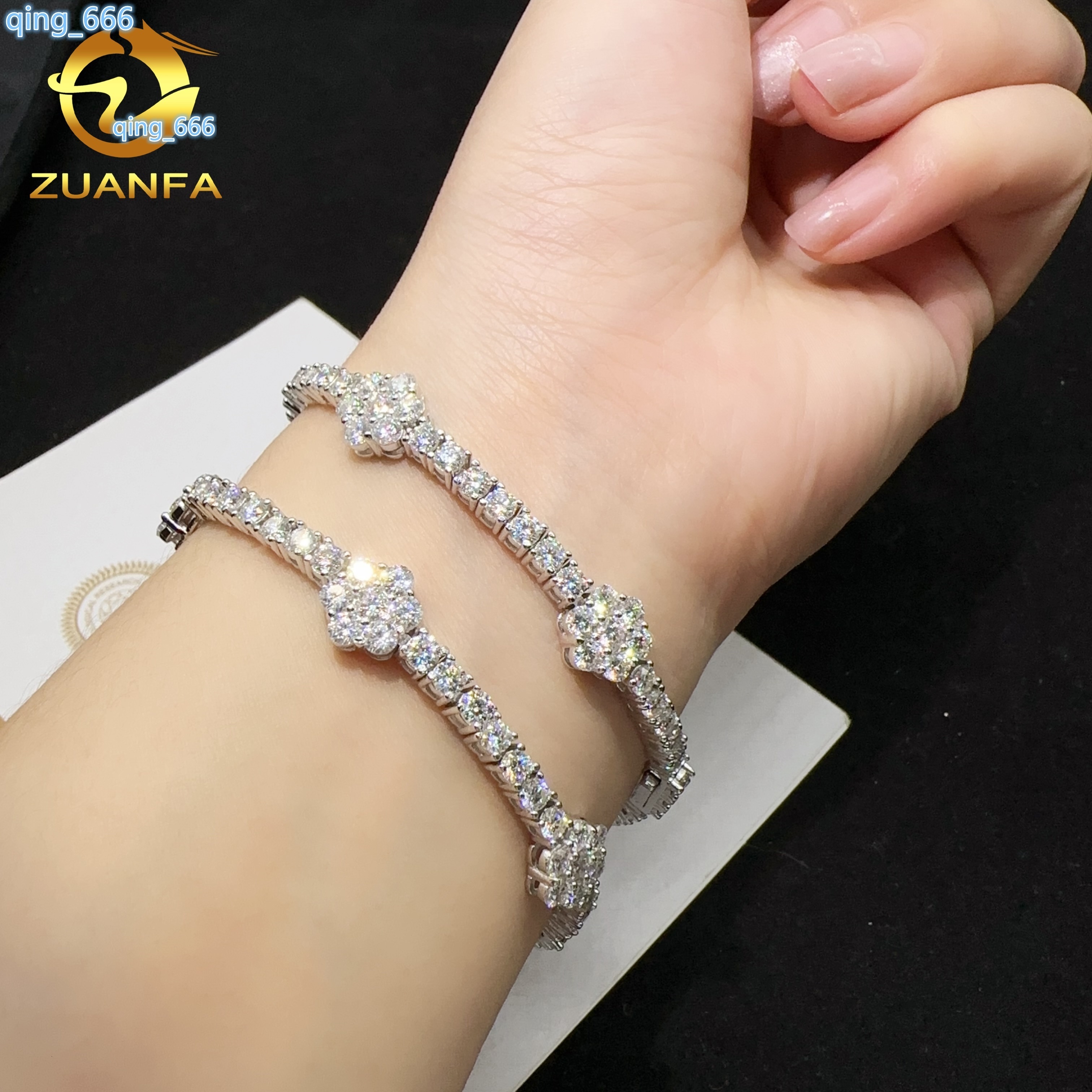 RTS Sterling Silver 925 Bracelet Vvs Moissanite Iced Out Hip Hop Lab Diamond Jewelry Tennis Chain Bracelet
