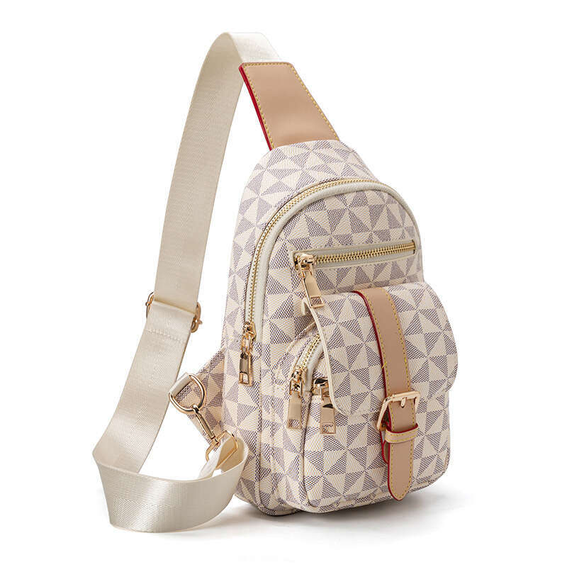 Women's New Soft Leather Large Capacity Chest Crossbody Fashion Print Casual Travel Shoulder Bag