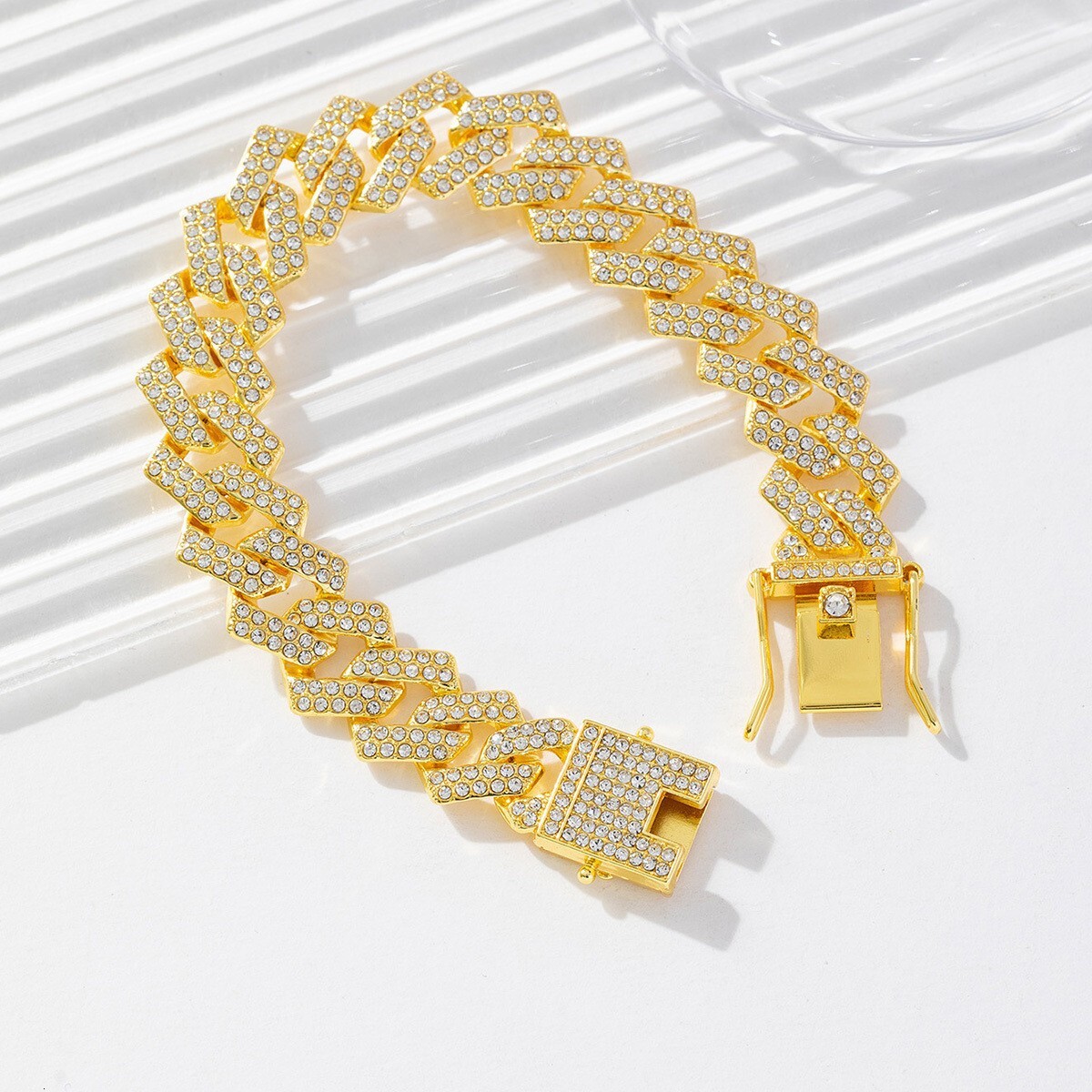 Luxury Jewelry Designer Jewelry Cross-border European And American Style Personality Hip-hop Alloy Diamond Chain Necklace Double Row Diamond Collarbon