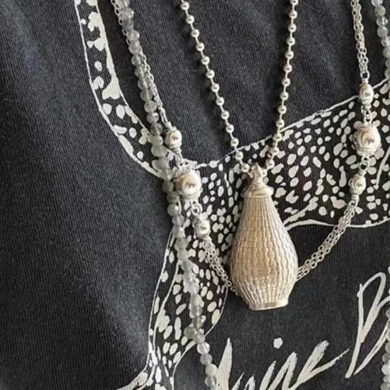 Japanese Perfume Bottle Vase Necklace for Women Simple All-match Hanging Basket Water Bottle Long Vintage Accessories 250711