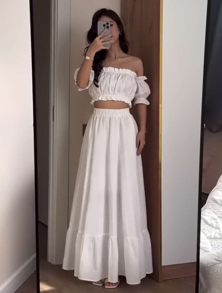 Summer New Women's Solid Color Elegant Fashion Skirt Set B5