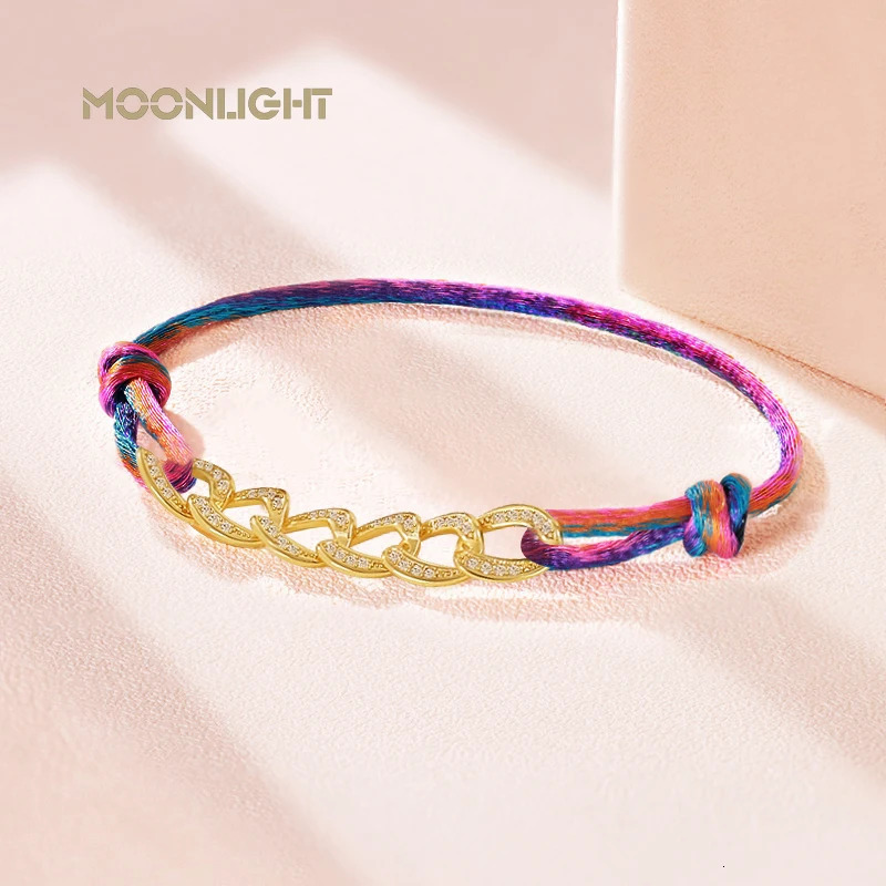 MOONLIGHT Classic Gradient Silk Rope Bracelet Adjustable Double Four Leaf Clover Charm Bracelet For Women Fashion Jewelry Gifts 250712