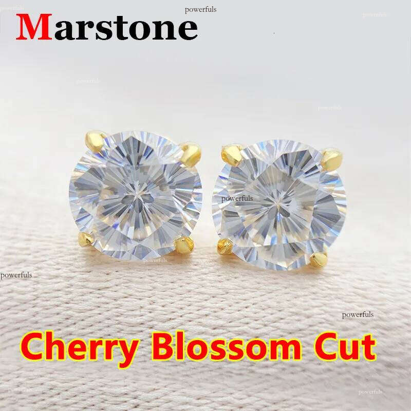 Rare Cut 0.5-2CT Cherry Blossom Moissanite Dia Stud D Color VVS Sterling Sier Ladys Earrings for Women 2023