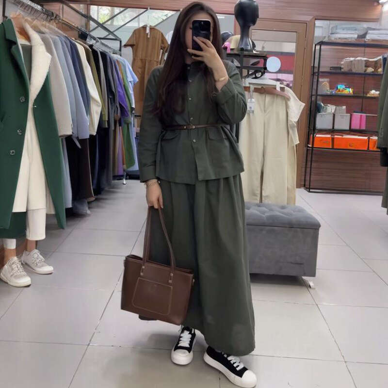 Spring New Women's Button Pocket Solid Color Half Skirt Elegant Fashion Set For Women B5