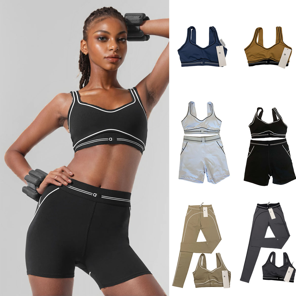 5A Breathable Yoga Set Sports High Quality Top High Waist Leggings Comfortable Yoga Outfit Seamless Sports Yoga Bra Shorts Set alosetly women clothes upfit store