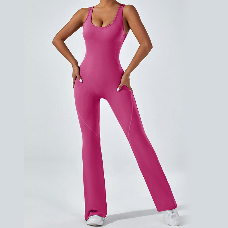 Customizable! European & American Style Soft-Touch Skinny Yoga Flared Pants, Sports Fitness Wear, Butt-Lifting & Tummy-Control Slim Flare One-Piece Yo