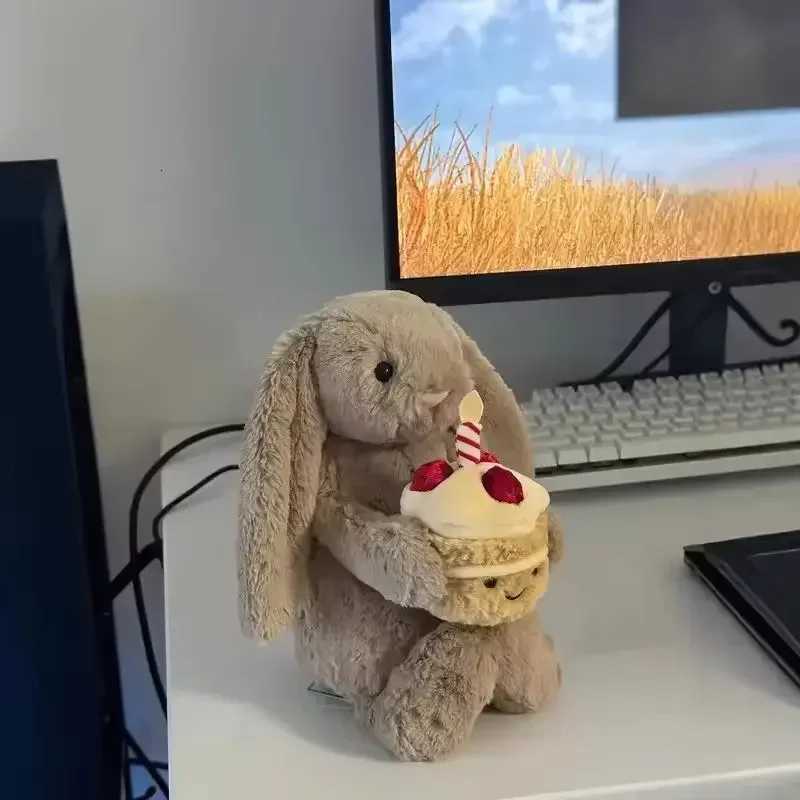 30cm Cute Je Bonnie Rabbit Holding a Plush Birthday Cake Doll Accompanying Cats Dogs and Pets with Holiday Gifts XJ250715