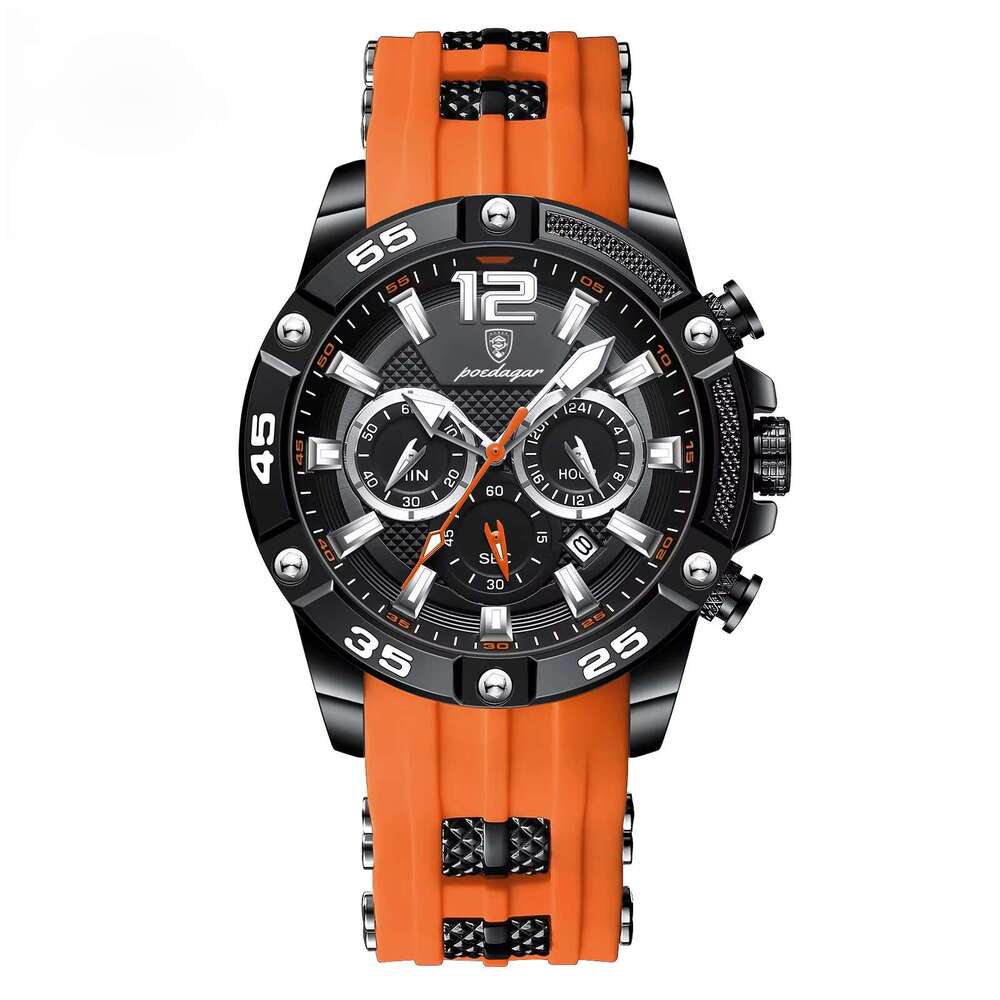 DHgargets Men's Sports Silicone Watch - 50M Waterproof Chronograph Quartz Wristwatch with Date & Tachymeter (Model 912)
