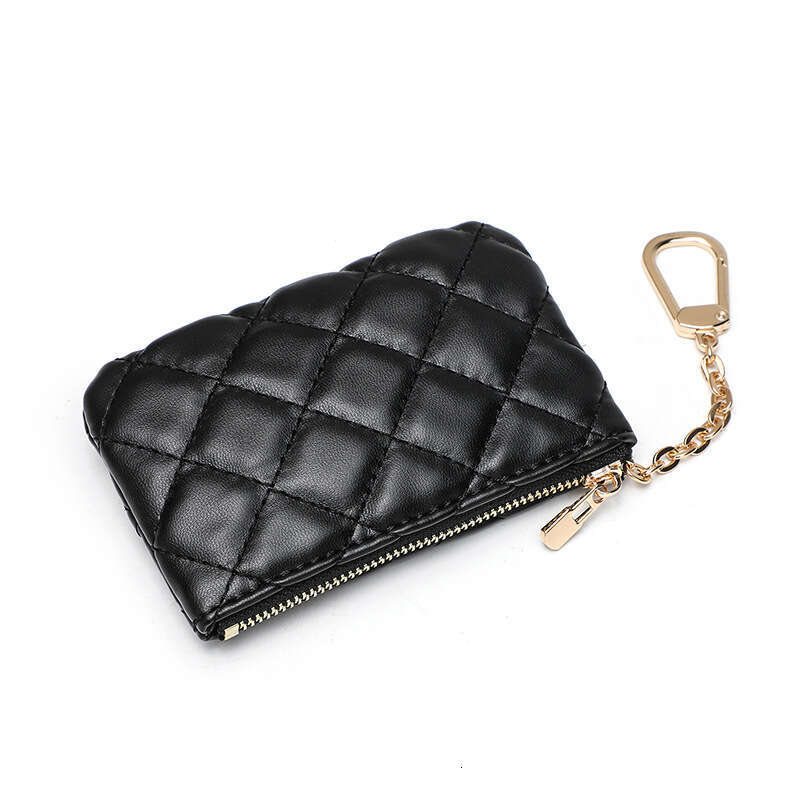 Women's Purse 2024 New Zipper Solid Color PU Embroidered Quilted Soft Leather Small Coin Card Holder Decorative Bag