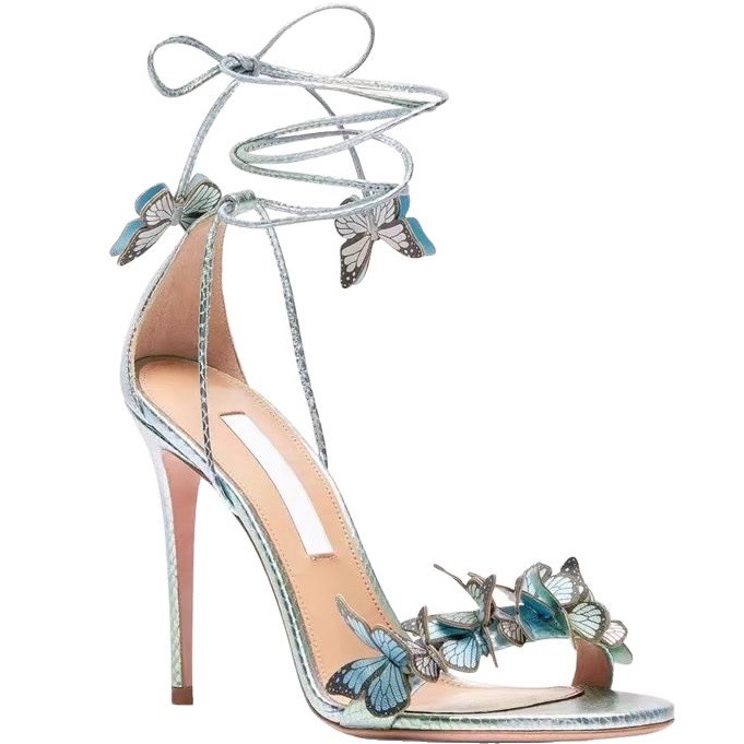 Butterfly Lure Cross Strap High Heel Sandals - Peep Toe Platform Ankle Wrap Roman Summer Heels (8cm/10cm, Multi Colors and Prints)