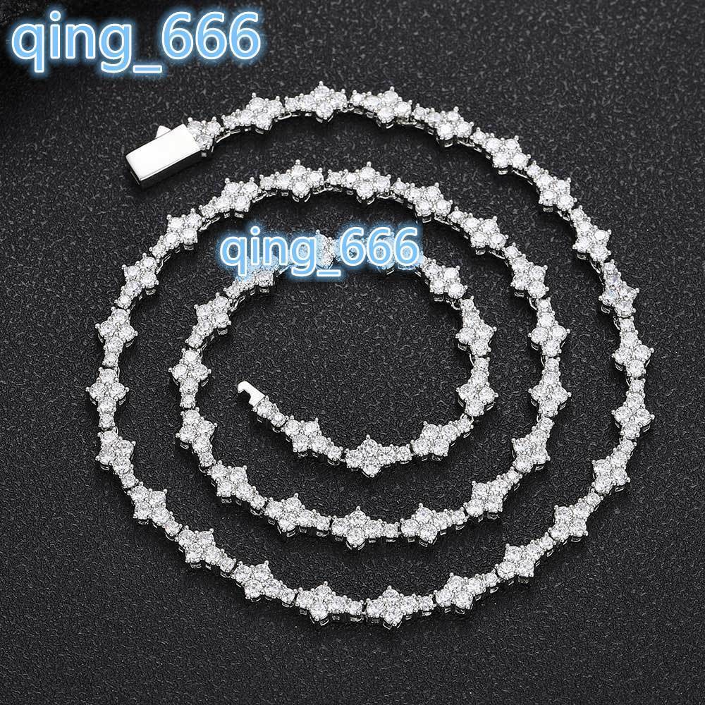 Hip-hop Jewelry 6.5mm moissanite chain Spring Fastener Tennis Chain Necklace Wholesale for Men Women