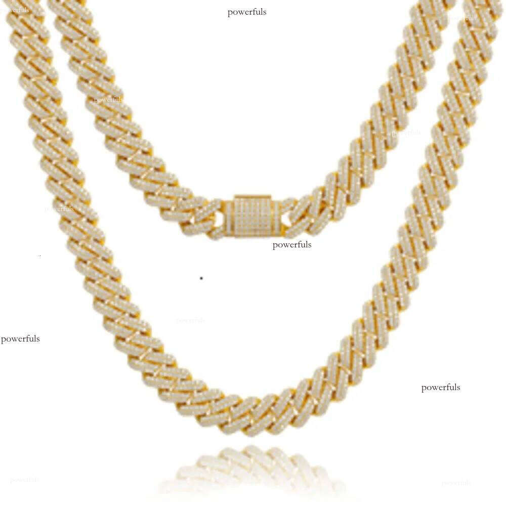 Hip Hop Jewelry 14mm Solid 14k Real Yellow Gold Vvs Moissanite Dia Iced Out Cuban Link Chain Necklace for Men