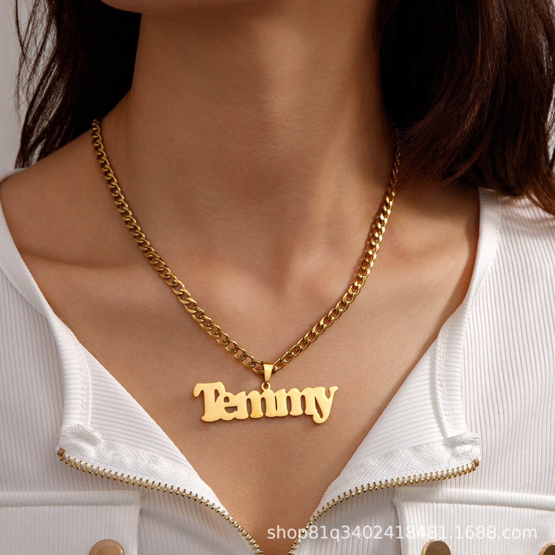 Luxury Jewelry Designer Jewelry Custom Name Logo Numbers Letters Match 18k5mm Chain European And American Cross-border Pendant 3 Days Shipping