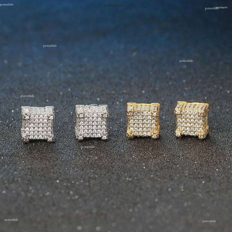 Stud Earrings Retro For Men Gold Color Punk Jewelry Iced Out Zircon Hip Hop Ear Ring Women's Accessories Wholesale OHE003