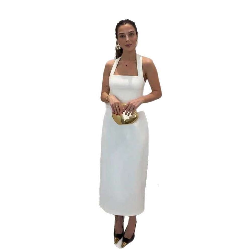 Summer New Style Open Collar Women's Simple Sleeveless Halter Sexy Slim Dress B5
