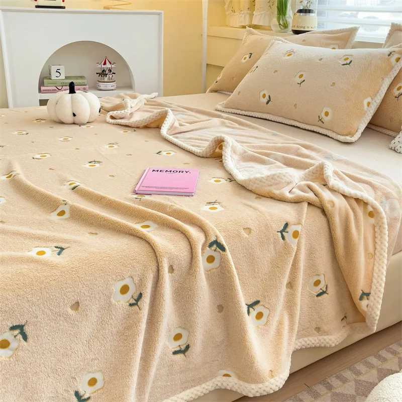 Floral Print Flannel Baby Blanket Bedding Soft Kids Nap Cover Air Conditioning Blankets Summer Thin Quilt Sofa Shawl L250715ELT7