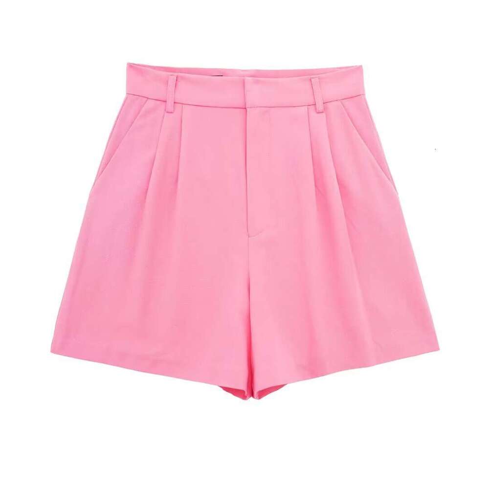 TRAFZA Summer New Casual Women's Outfit With Split Vest And Linen Shorts Set B5