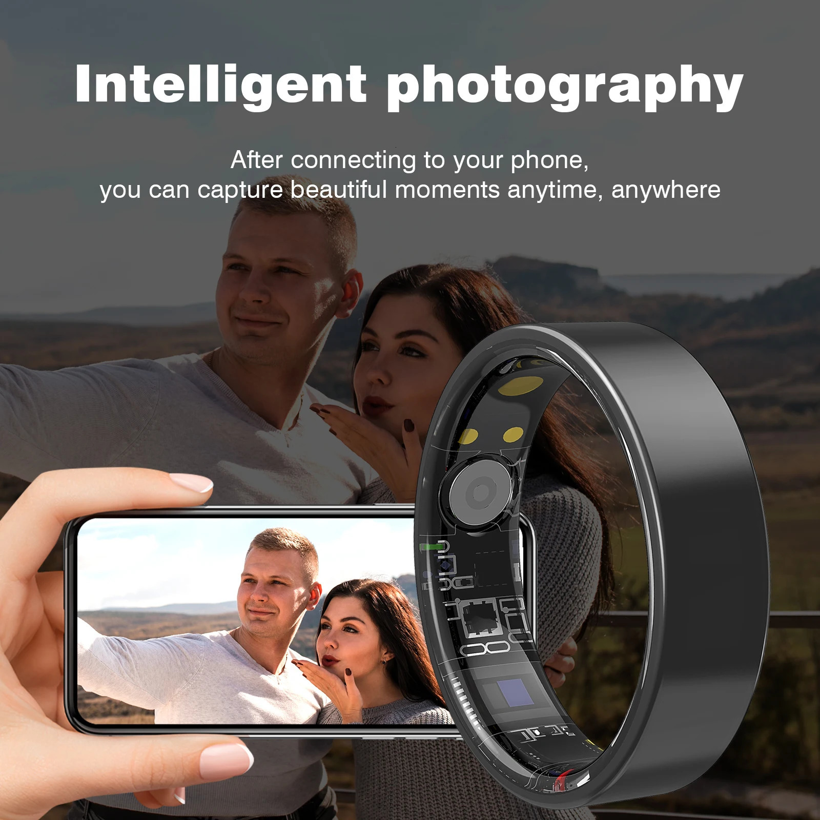 Smart ring IP68 waterproof sleep monitoring multiple sports modes pedometer stainless steel material unisex 250711