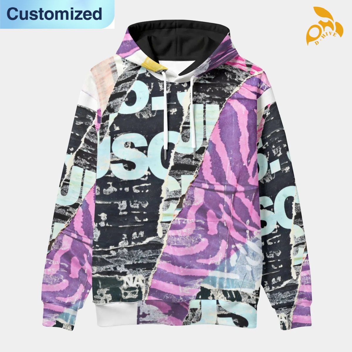 free shipping designer of customized Wear-resistant fashionable All-Over Print Men's thickened pullover hoodie with exquisite patterns from US