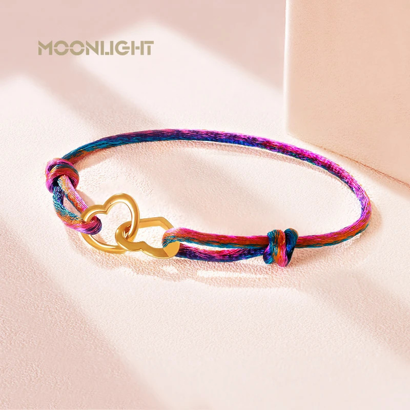 MOONLIGHT Classic Gradient Silk Rope Bracelet Adjustable Double Four Leaf Clover Charm Bracelet For Women Fashion Jewelry Gifts 250712