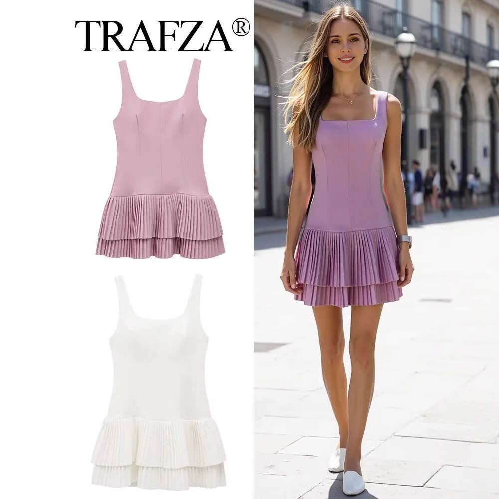TRAFZA Spring SHEIN New Women's Jumpsuit Backless Sleeveless Slim Mini Dress B5