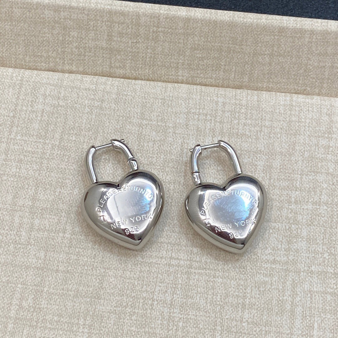 Silver Color Original Designer Earrings Gold Plated Big Heart Luxury Earrings Hoops Top Quality Brass Fashion Jewelry For Women Party Gifts