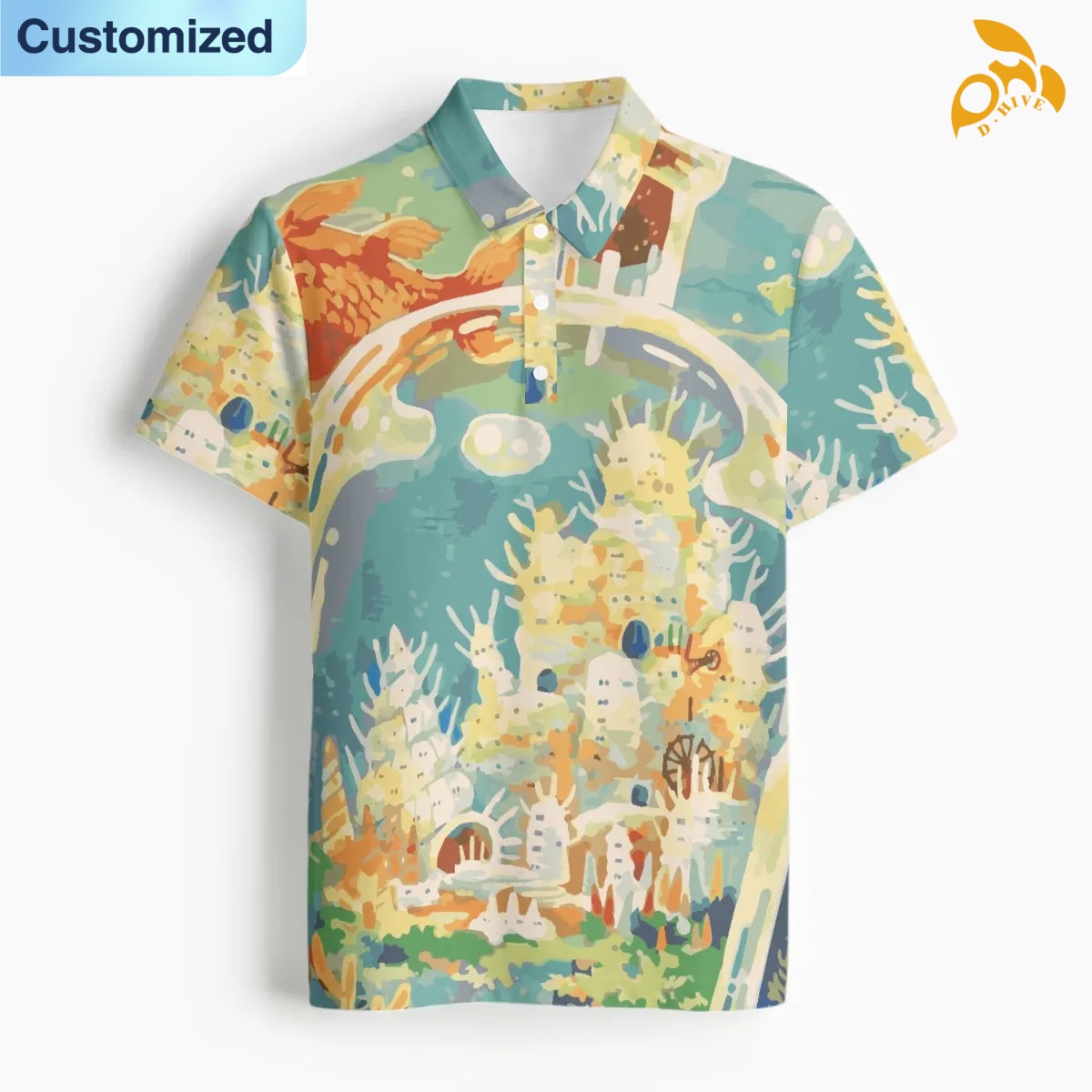 free shipping designer of customized soft breathable full-body printed men's Polo collar sweatshirt with exquisite patterns from US