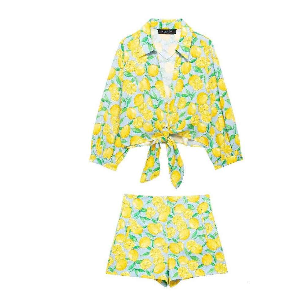 TRAFZA Women's Spring And Autumn Fashion Casual Versatile Trendy Sun Protection Printed Shirt Set B5