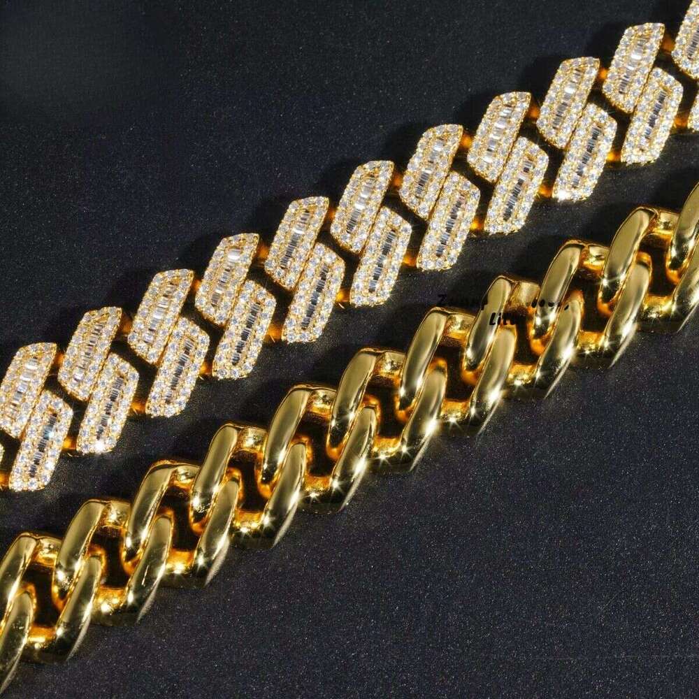 Hip-Hop New Style Iced Sier 12mm Wide Long Stick Motorcycle Gold-Plated Cuban Chain jewelry bracelet necklace