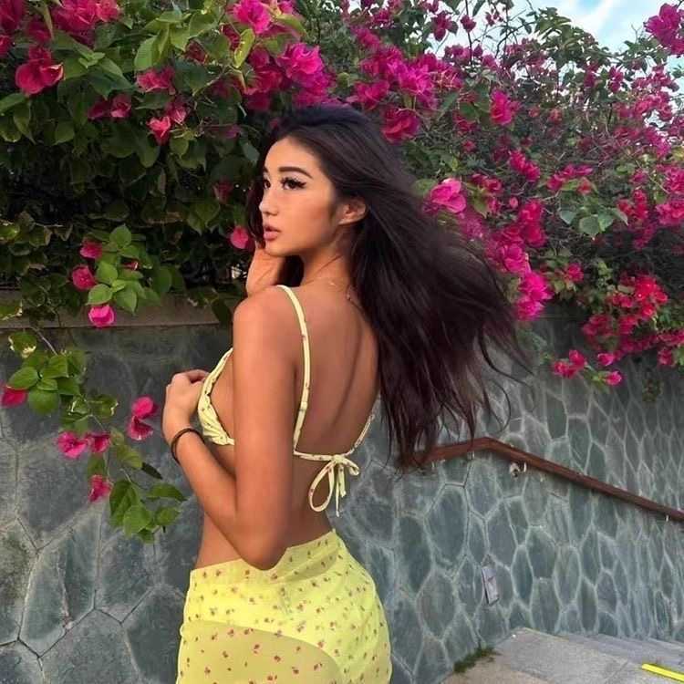 Swimsuit female tough chick one-piece floral bikini set with three pieces that come together